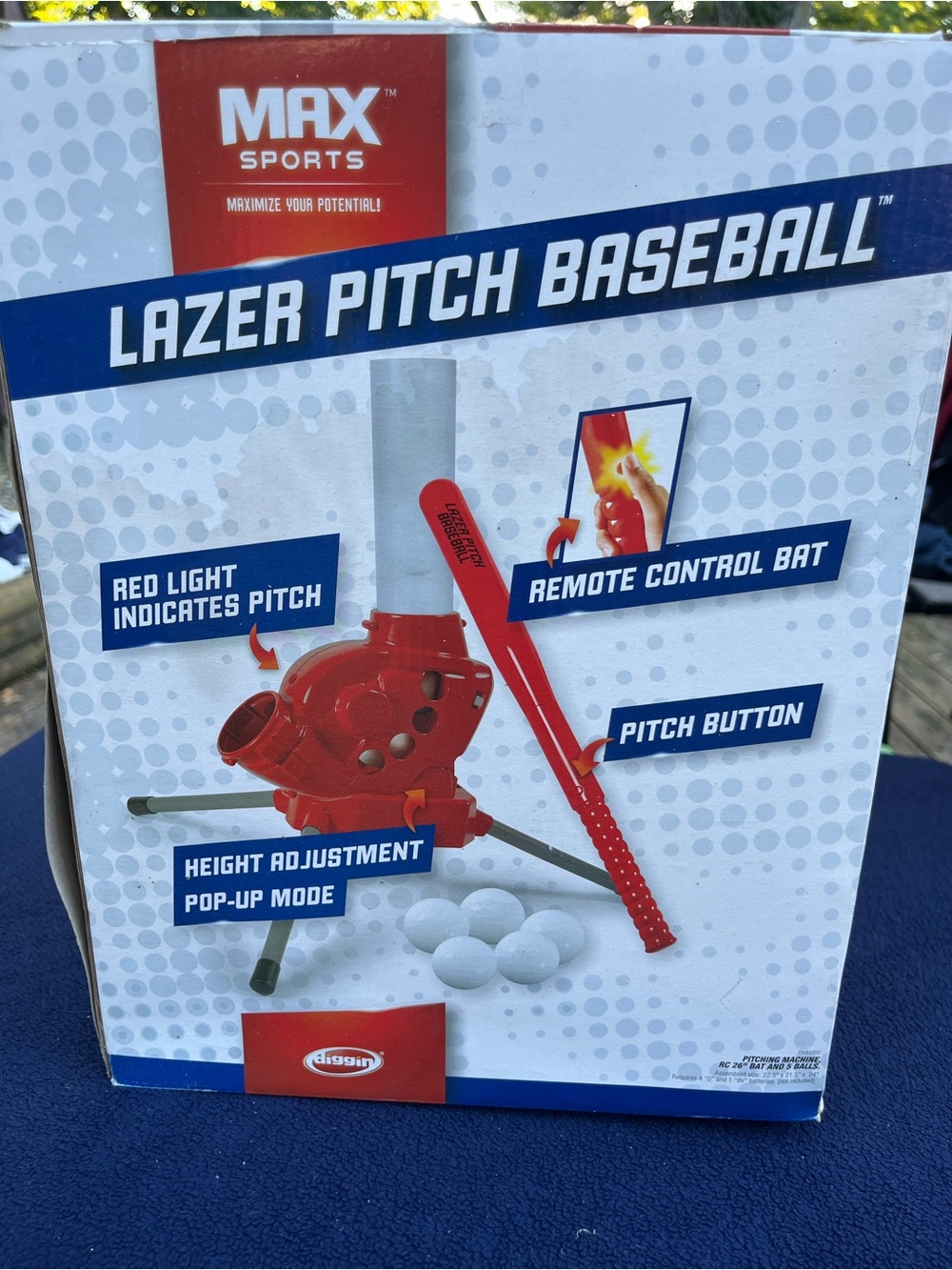 Lazer Pitch Baseball Launcher with Remote Control Bat - and machine